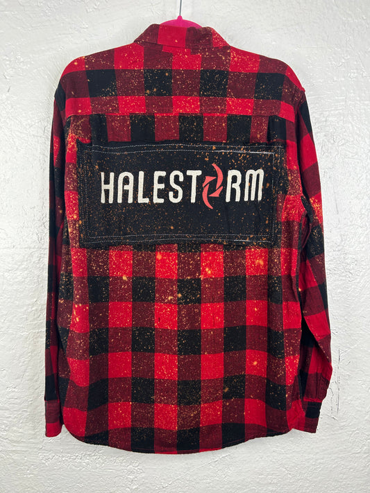 Halestorm upcycled flannel shirt unisex size M red black