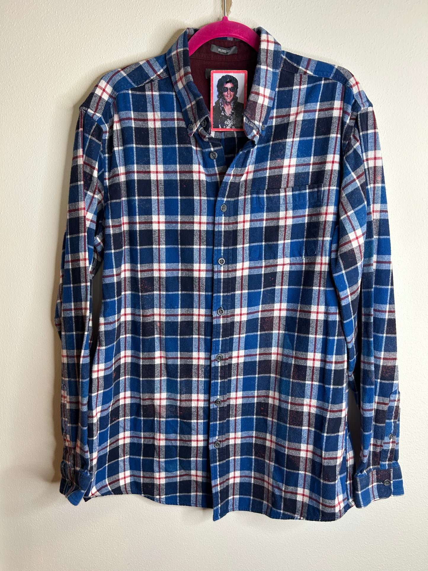Rolling Stones upcycled flannel shirt size L Tall