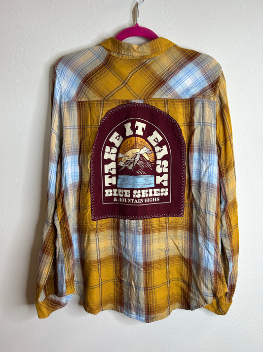 Take It Easy upcycled flannel shirt womens size XLT