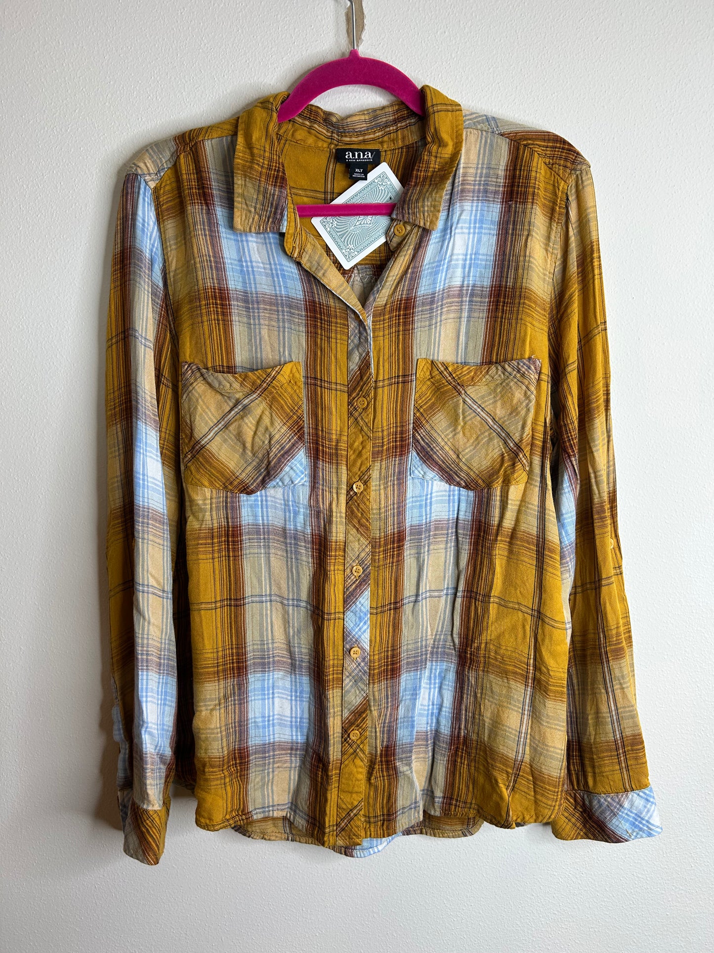 Take It Easy upcycled flannel shirt womens size XLT