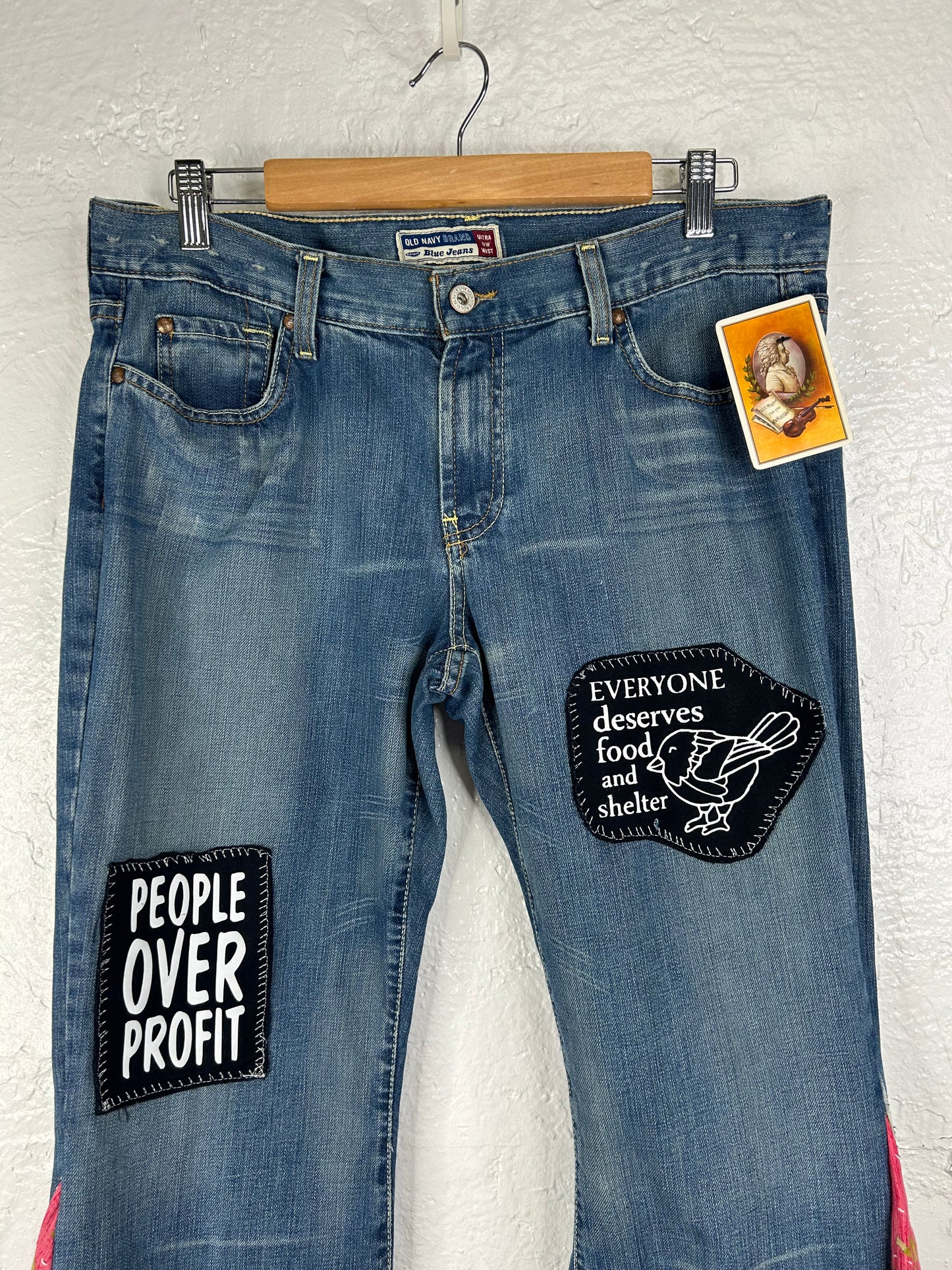 People Over Profit upcycled flare jeans womens size 10