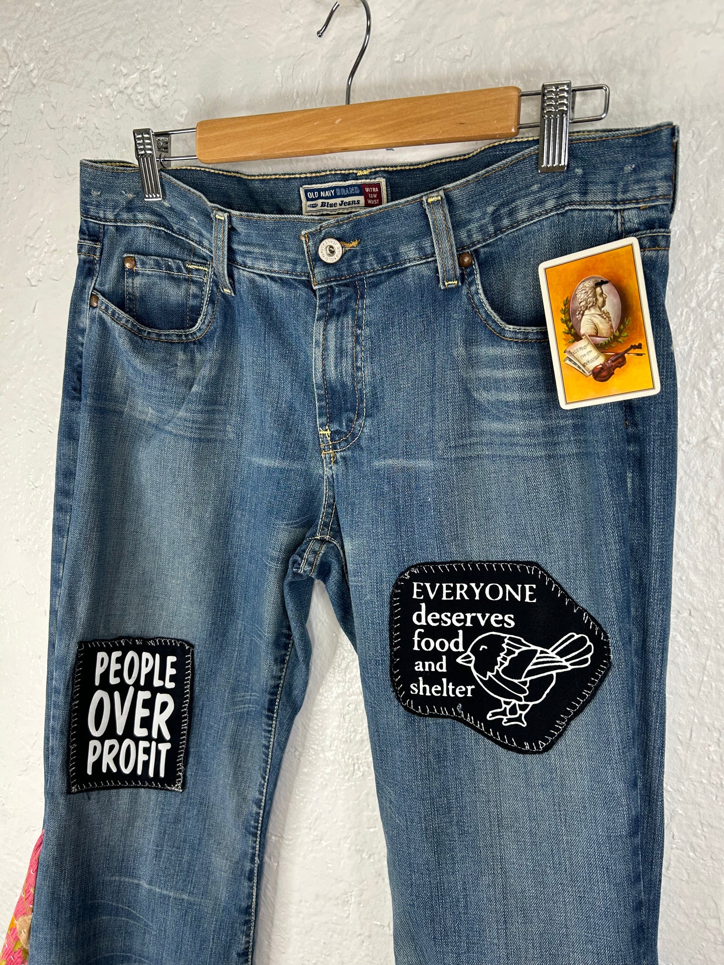 People Over Profit upcycled flare jeans womens size 10
