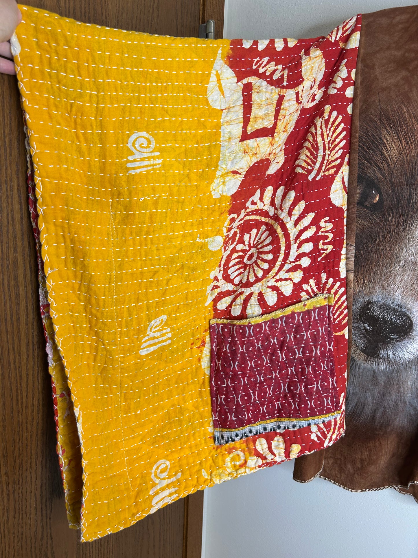 Fox upcycled kantha poncho