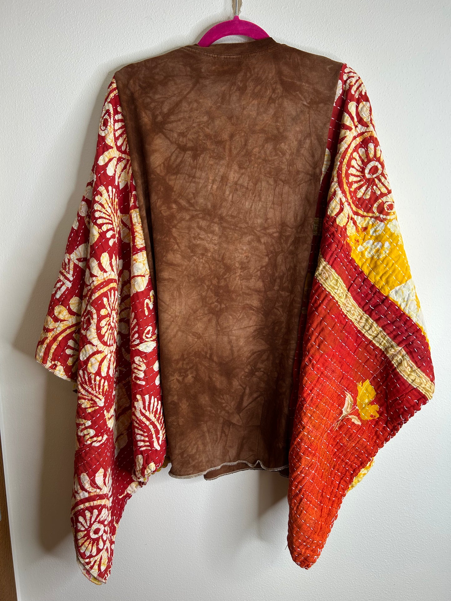 Fox upcycled kantha poncho