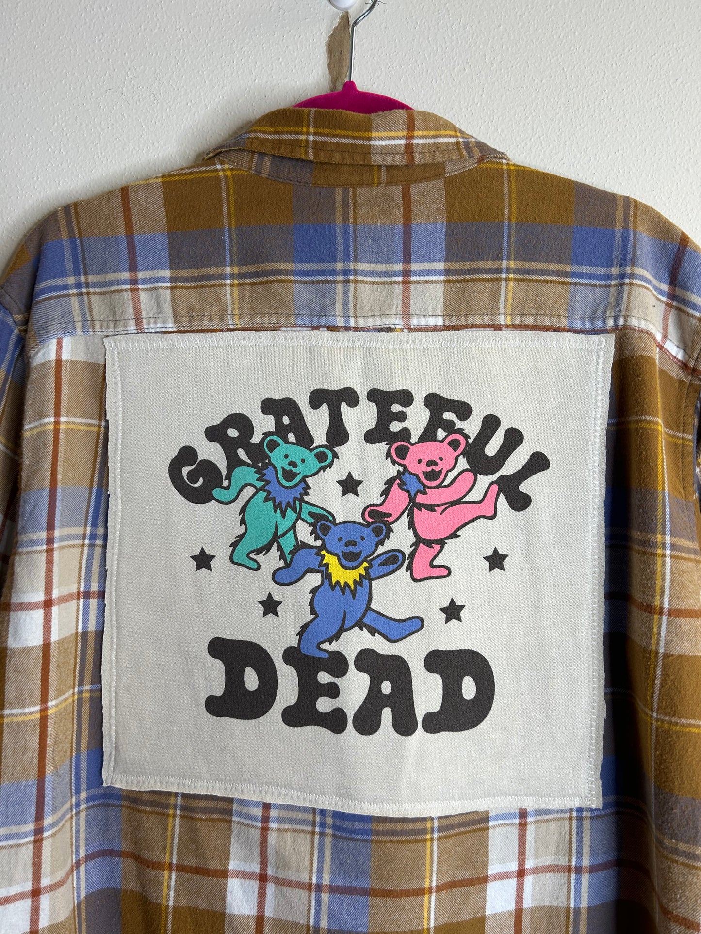Grateful Dead upcycled flannel shirt unisex size M