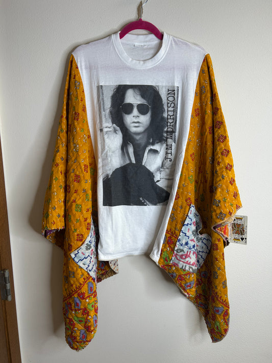 Jim Morrison upcycled kantha poncho