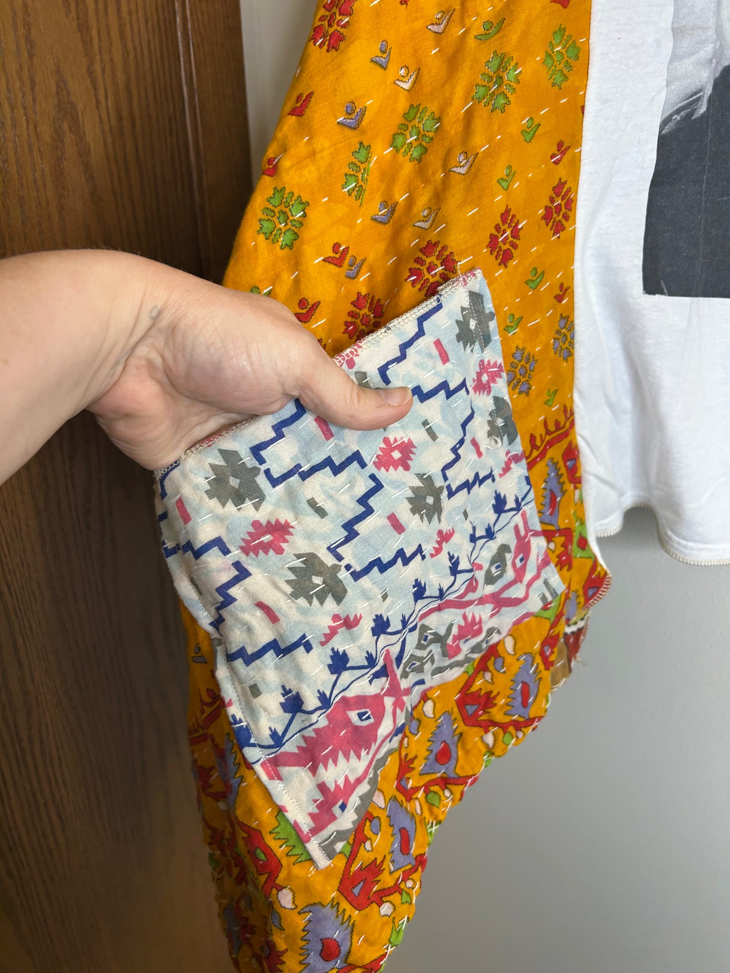 Jim Morrison upcycled kantha poncho