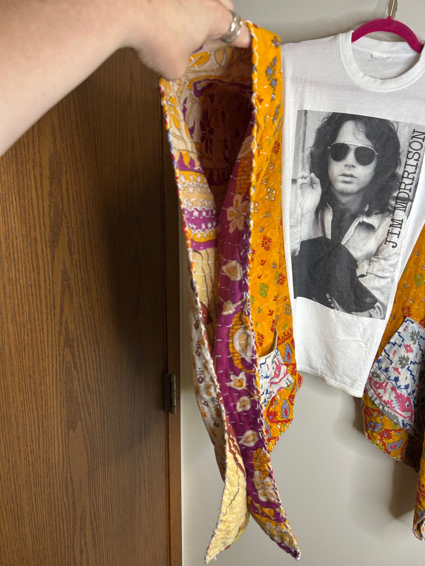 Jim Morrison upcycled kantha poncho