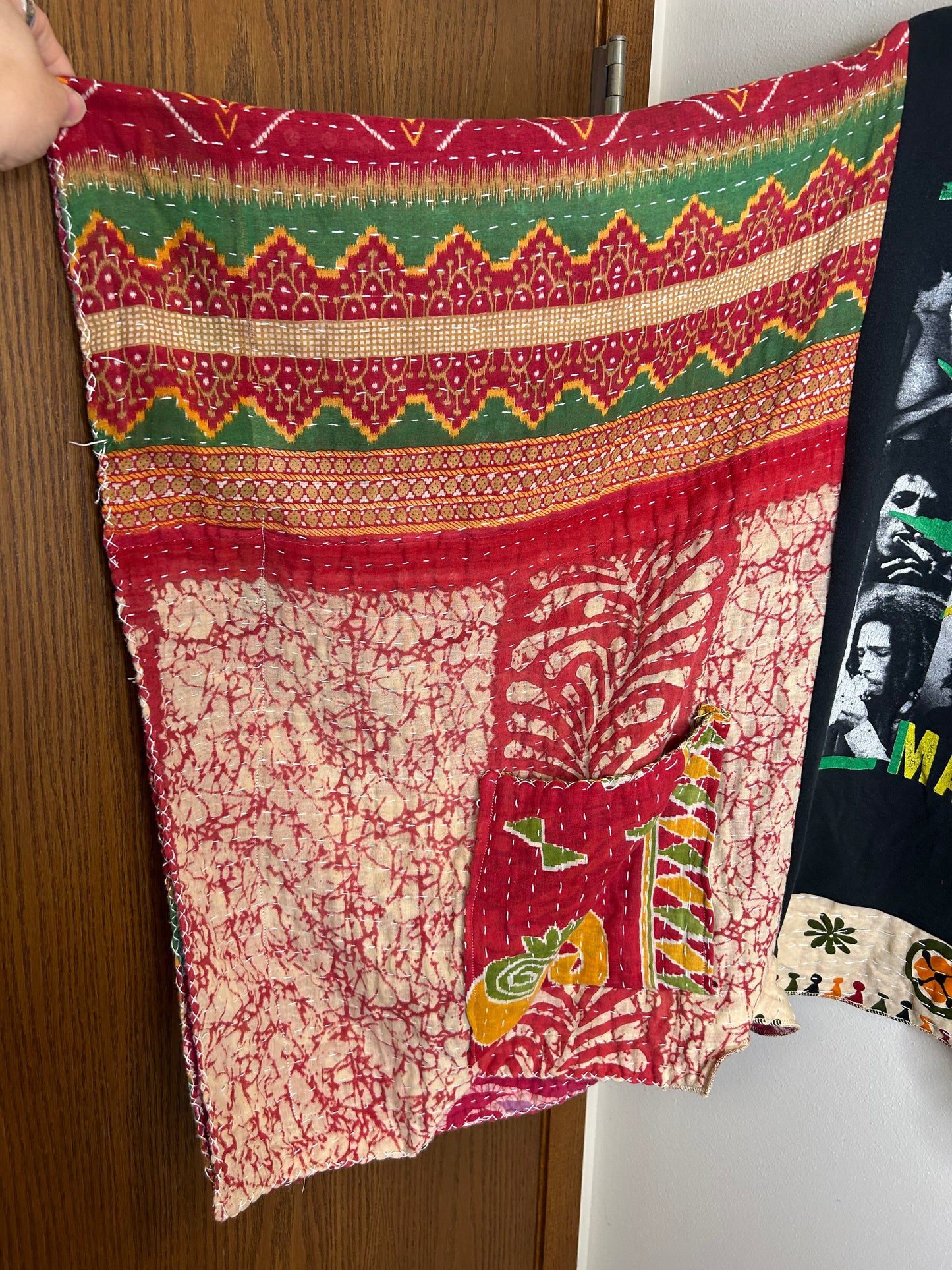 Bob Marley upcycled kantha poncho