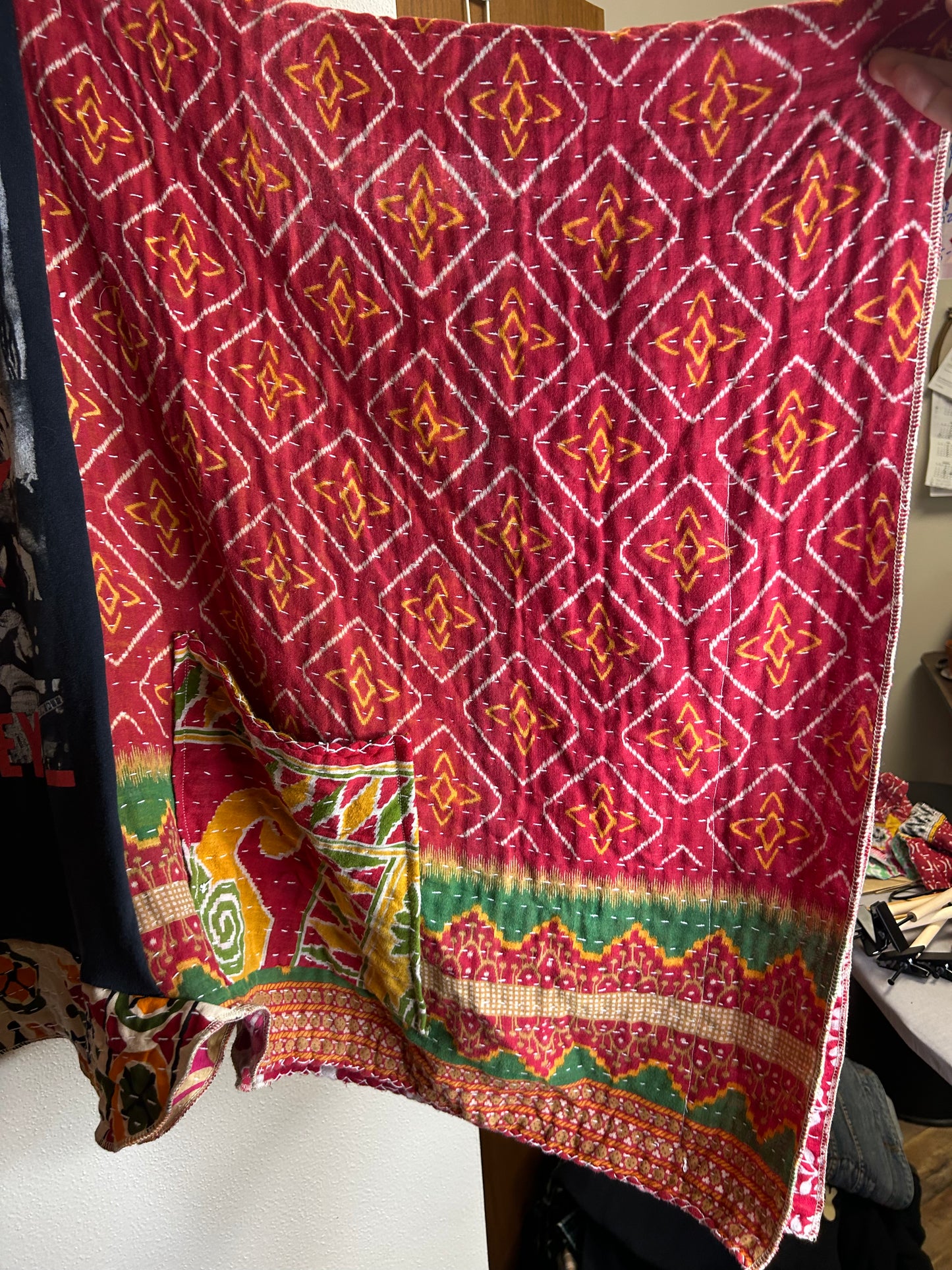 Bob Marley upcycled kantha poncho