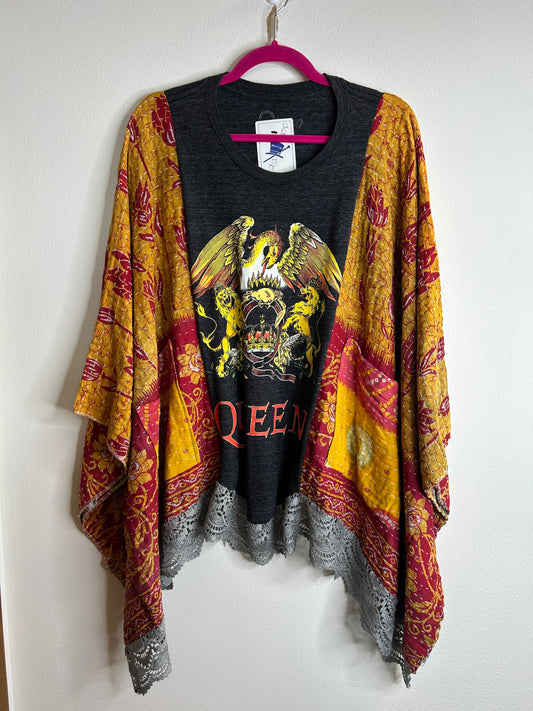 Queen upcycled kantha poncho