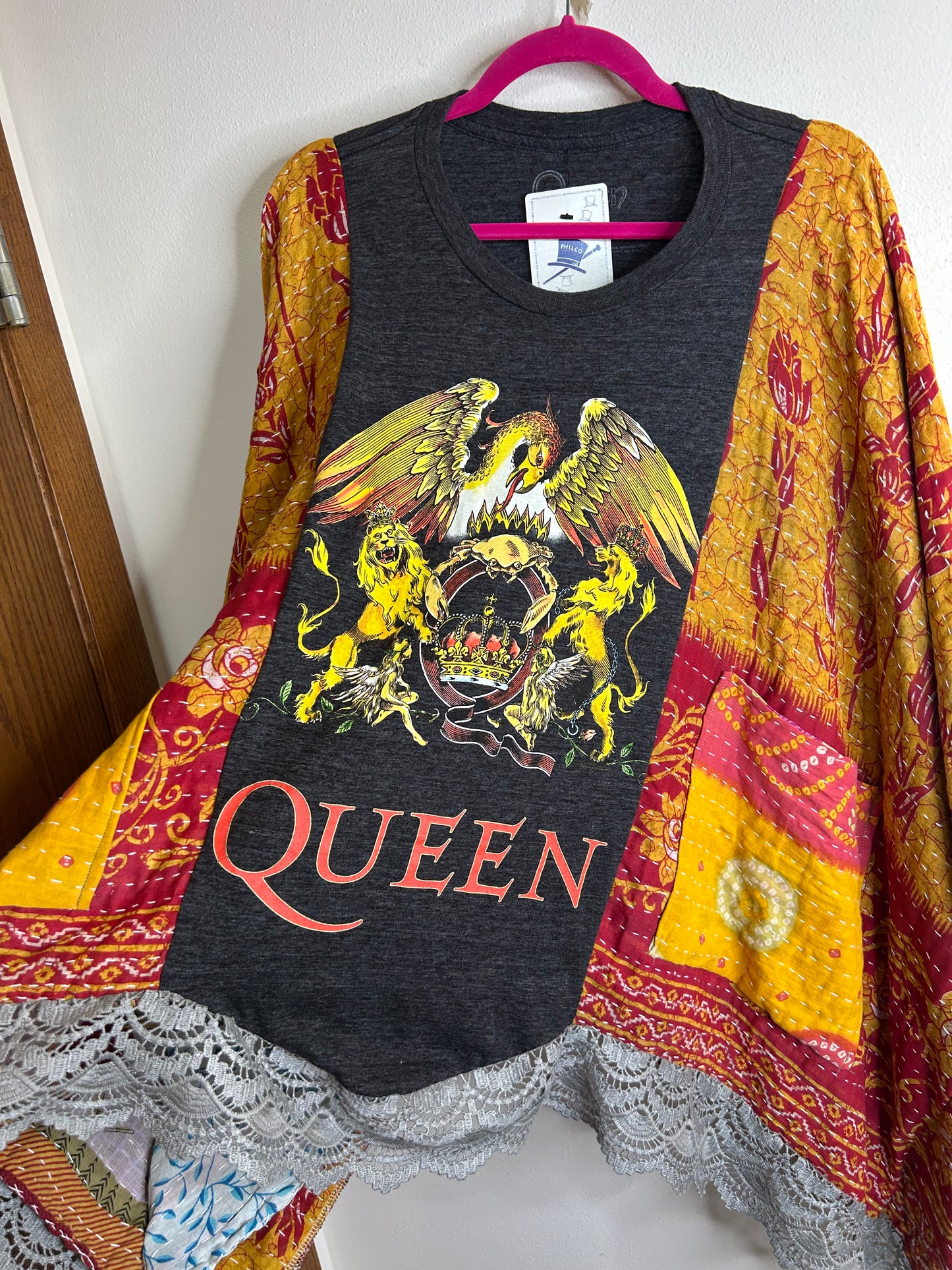 Queen upcycled kantha poncho
