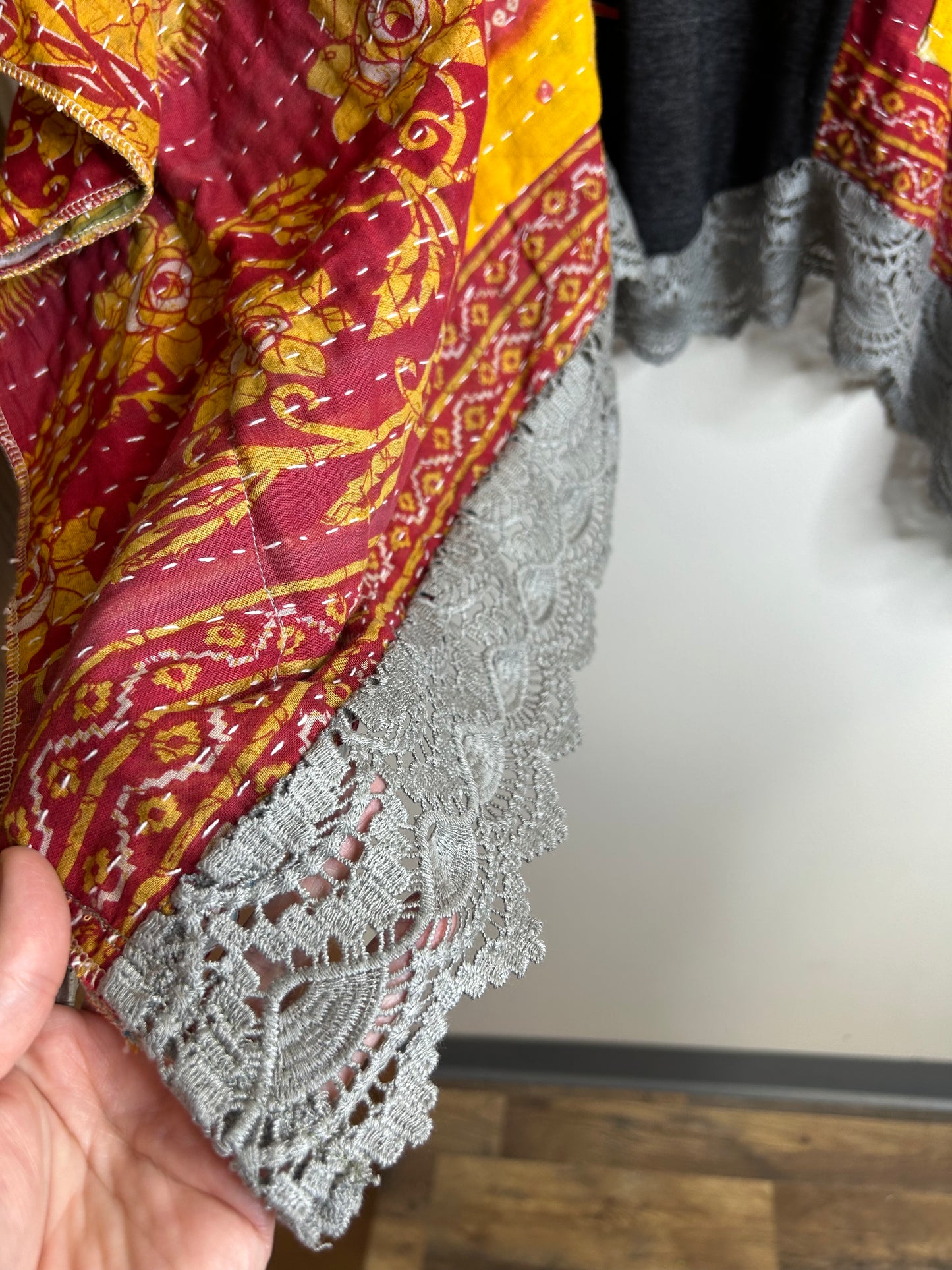 Queen upcycled kantha poncho