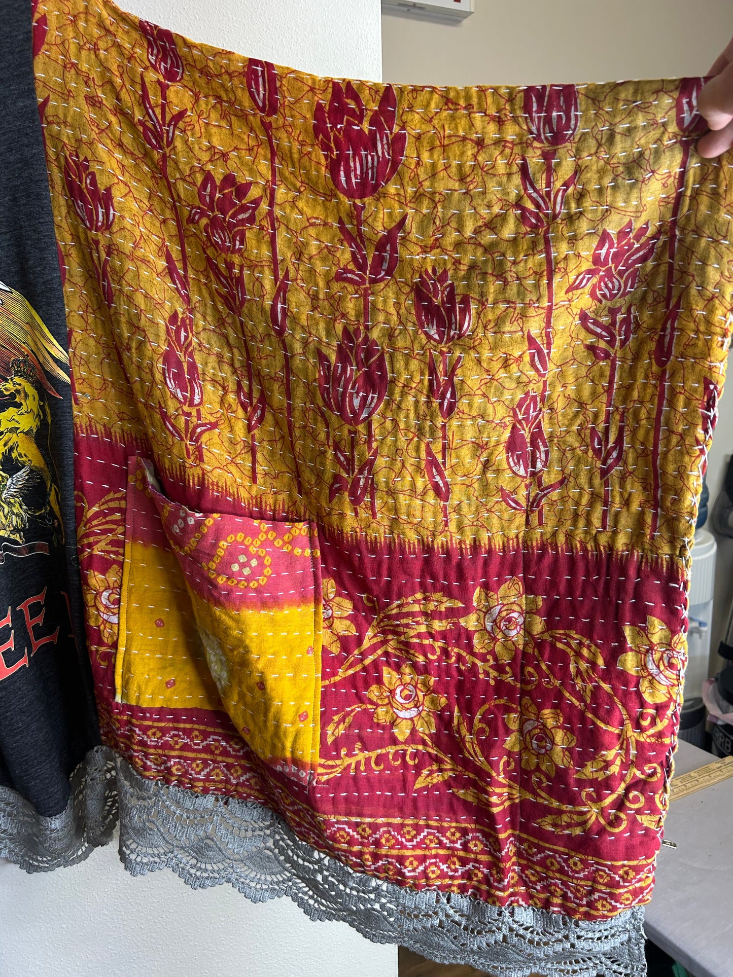 Queen upcycled kantha poncho