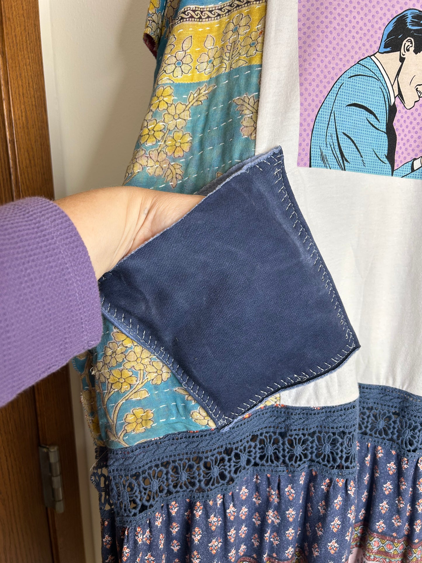 Pizza upcycled flowy kantha dress/long shirt
