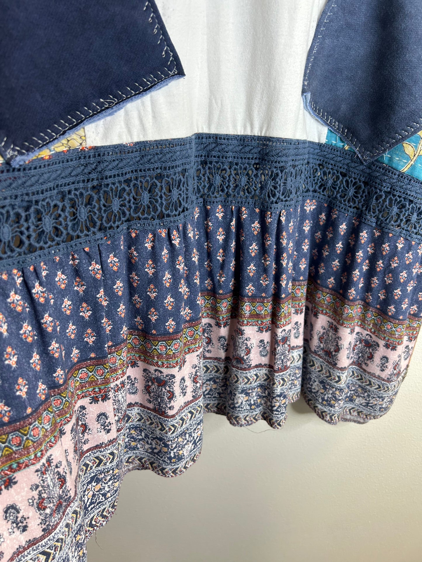 Pizza upcycled flowy kantha dress/long shirt