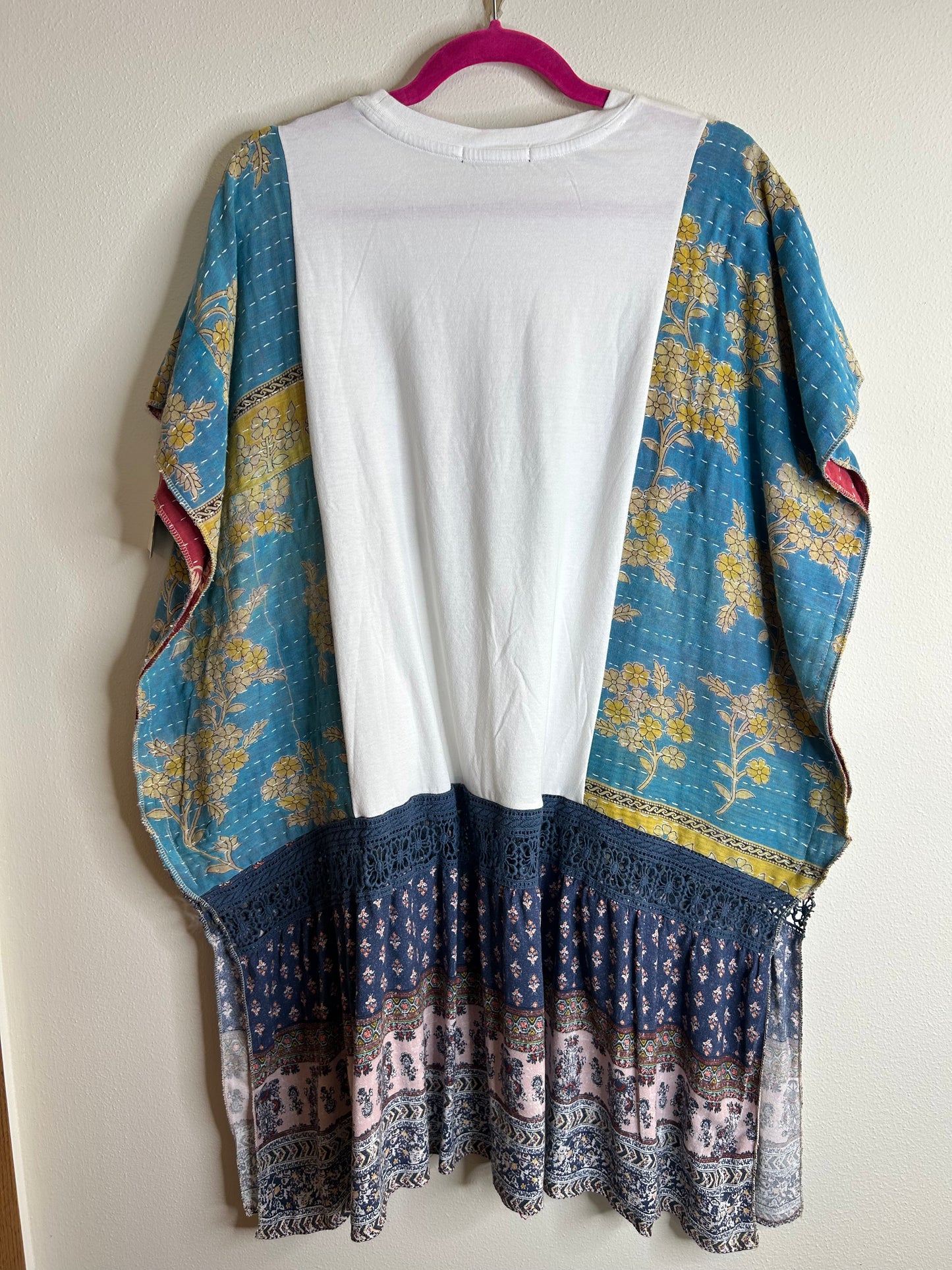 Pizza upcycled flowy kantha dress/long shirt