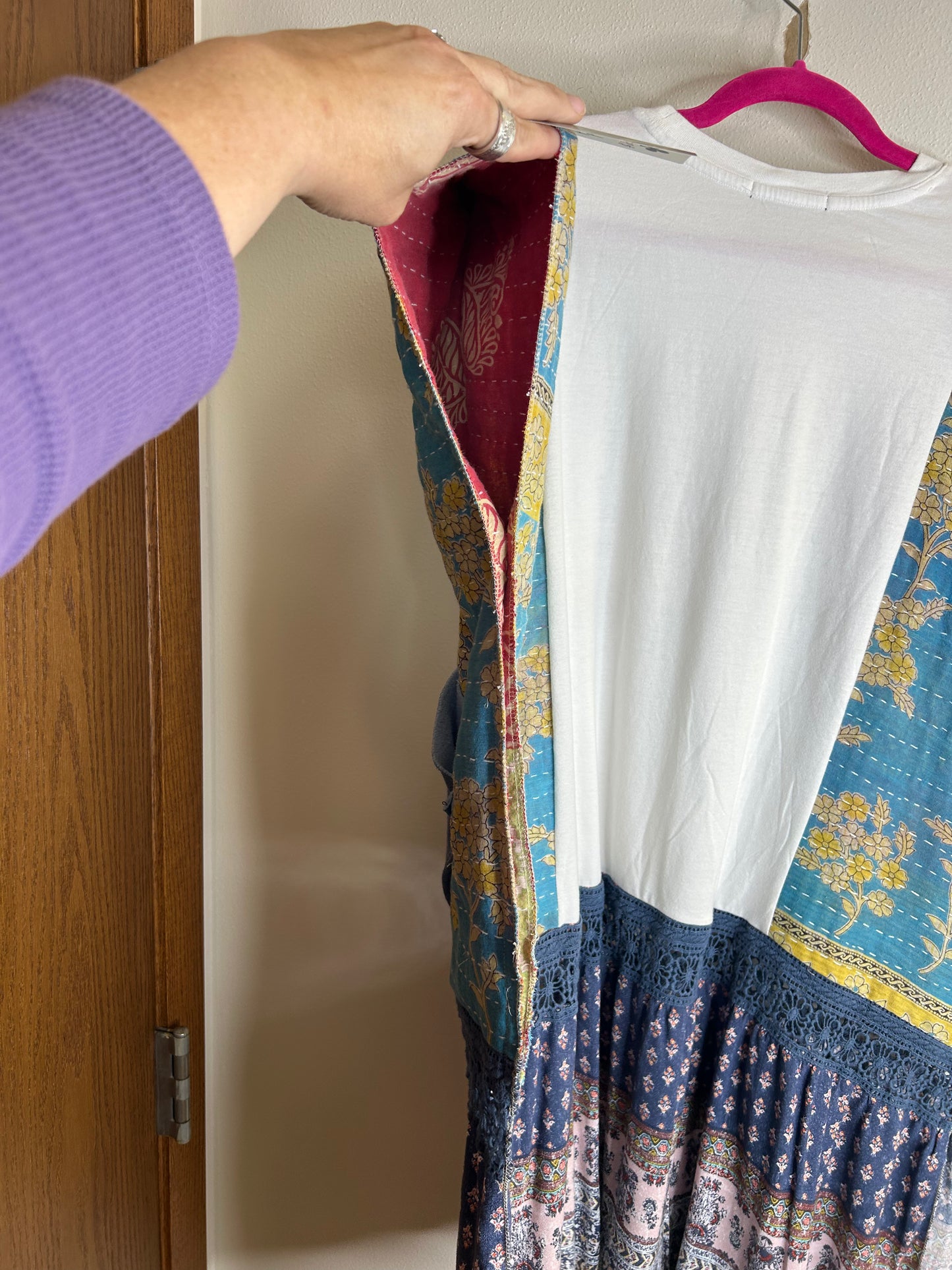Pizza upcycled flowy kantha dress/long shirt