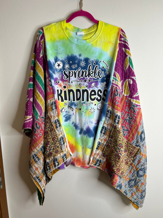 Sprinkle Kindness upcycled kantha poncho