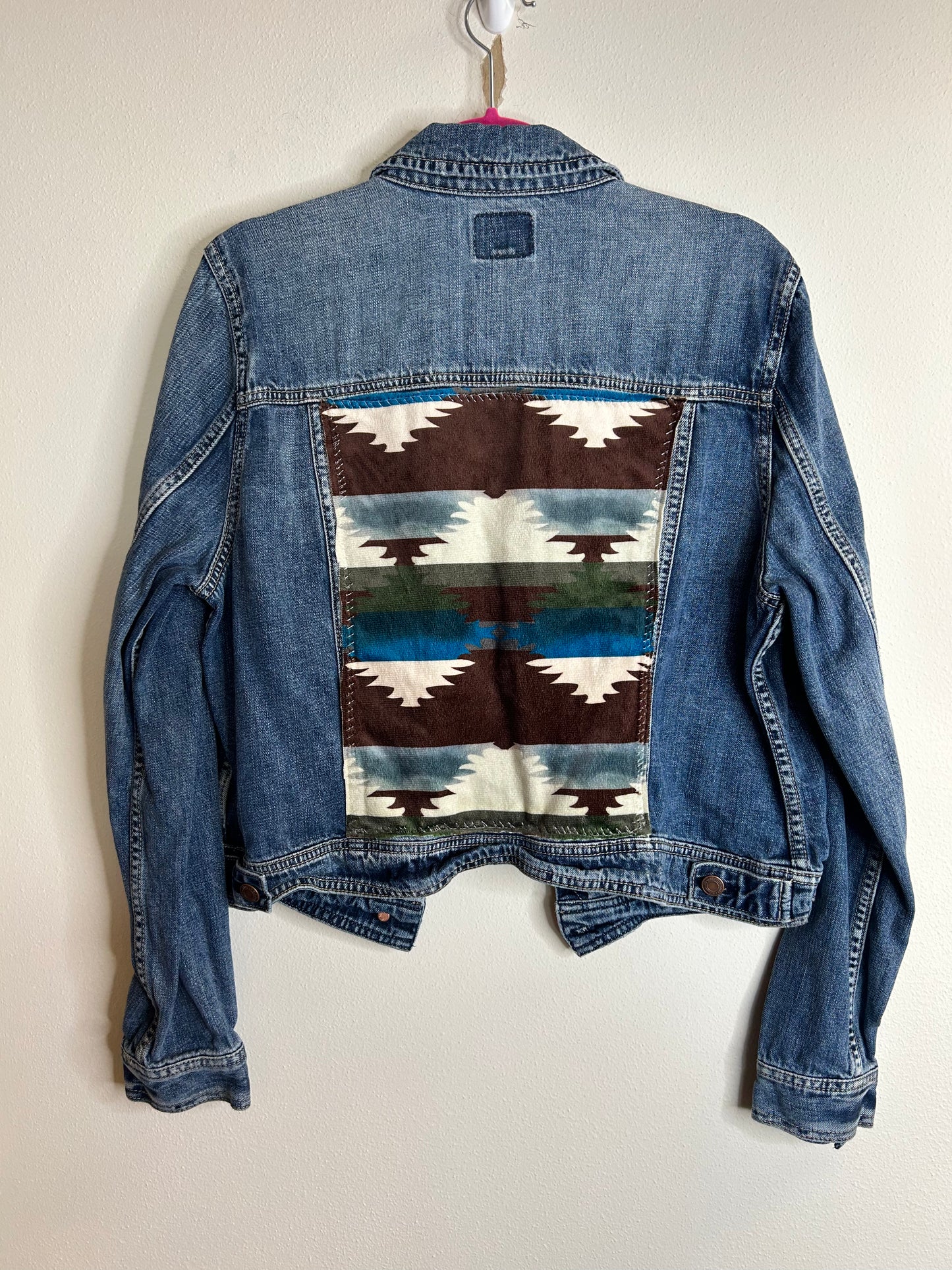 Southwest upcycled denim jacket womens XL