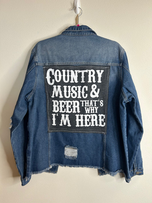 Country Music and Beer denim jacket womens XL