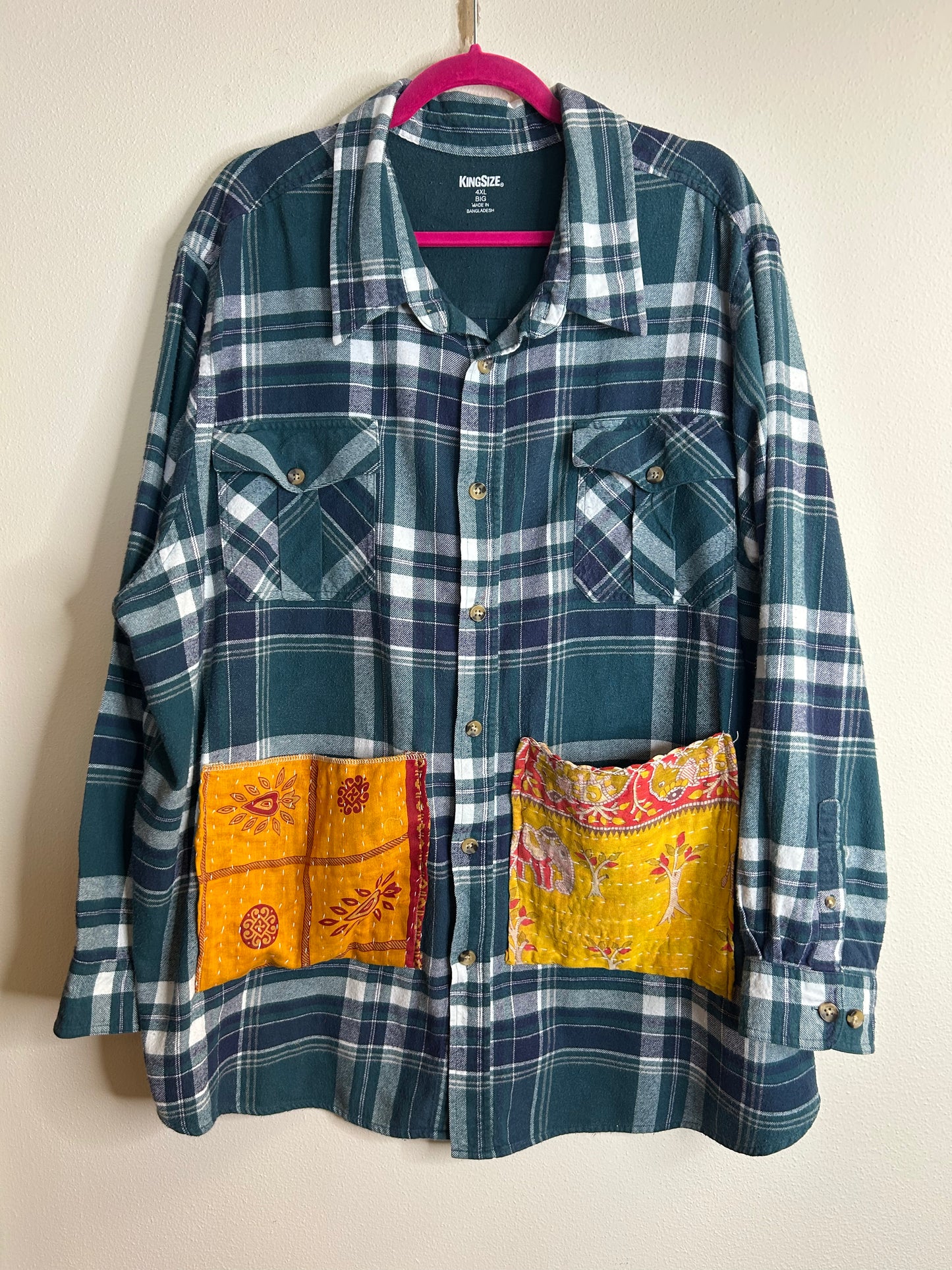 Alice in Wonderland upcycled flannel shirt size 4x