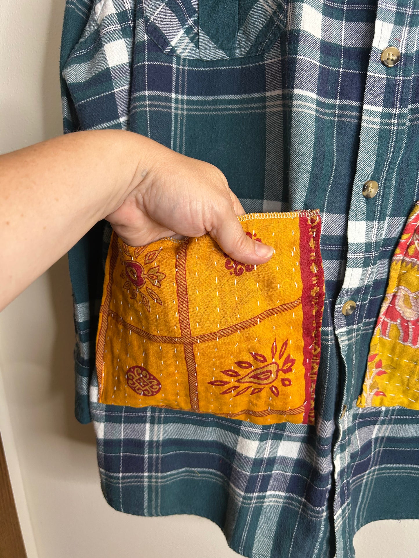 Alice in Wonderland upcycled flannel shirt size 4x