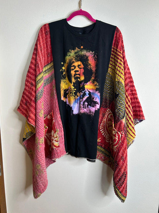 Jimi Hendrix upcycled kantha poncho