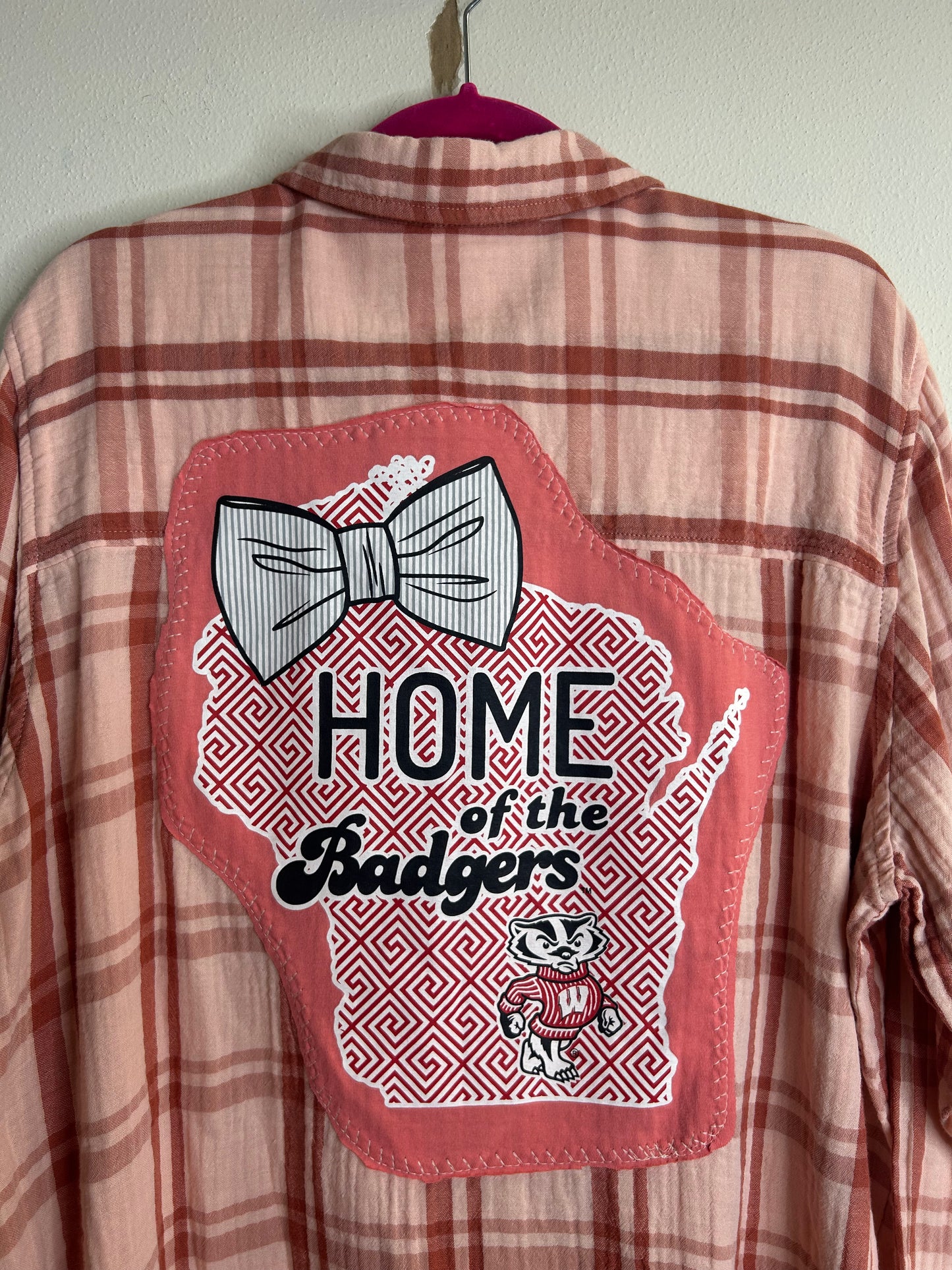 Wisconsin Badgers upcycled flannel shirt womens XL