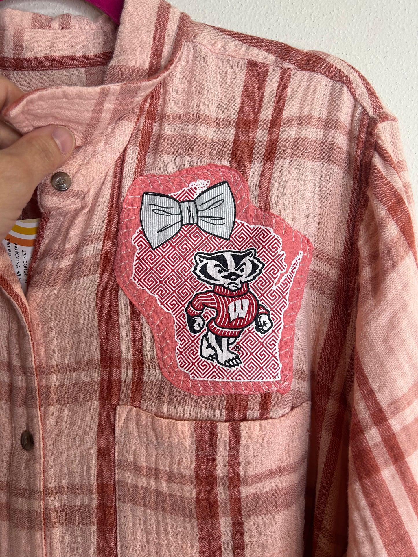 Wisconsin Badgers upcycled flannel shirt womens XL