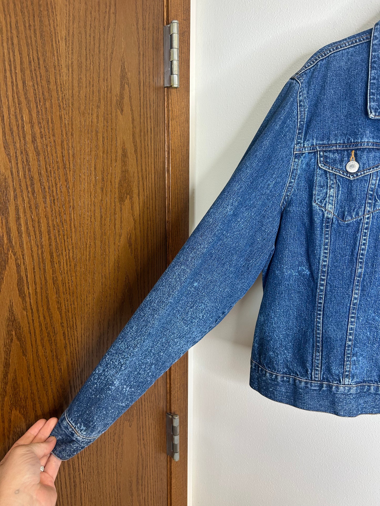 Blame It All On My Roots upcycled denim jacket womens XL