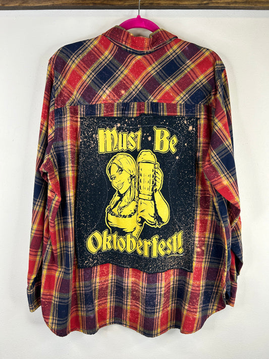 Must Be Oktoberfest upcycled flannel shirt womens 2x