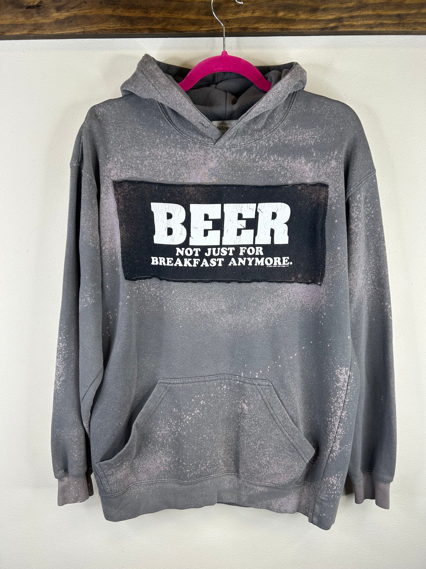 BEER upcycled hoodie unisex size M gray