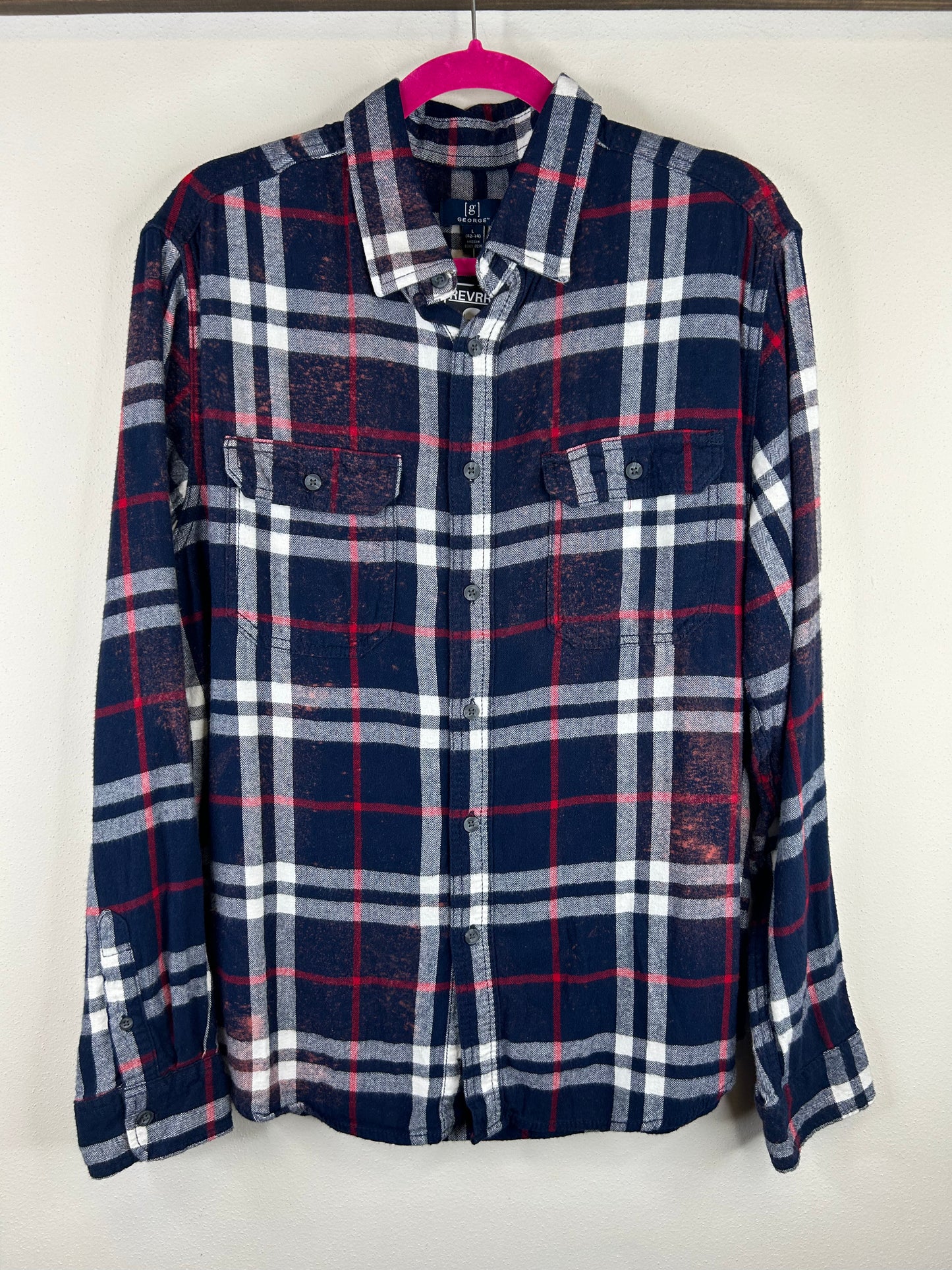 You Should Not Be Sober upcycled flannel shirt unisex size L blue