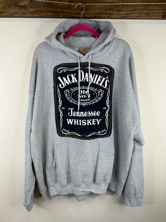 Jack Daniels upcycled hoodie unisex size 2x gray