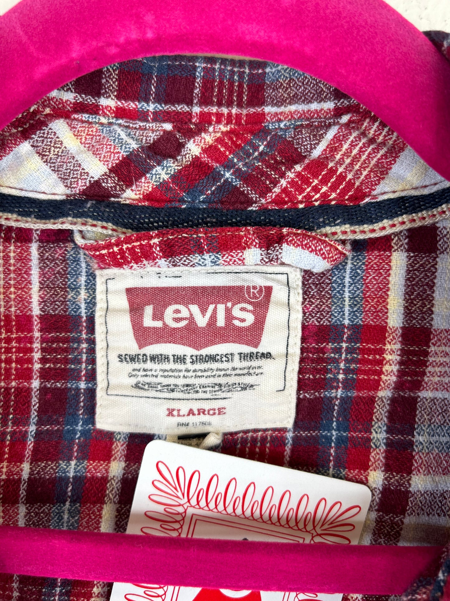 Wisconsin Beer upcycled flannel shirt unisex XL red