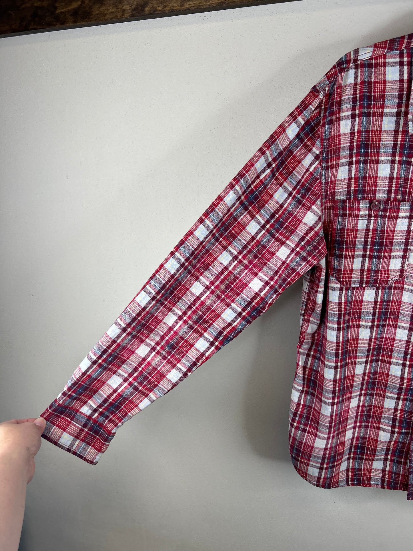 Wisconsin Beer upcycled flannel shirt unisex XL red