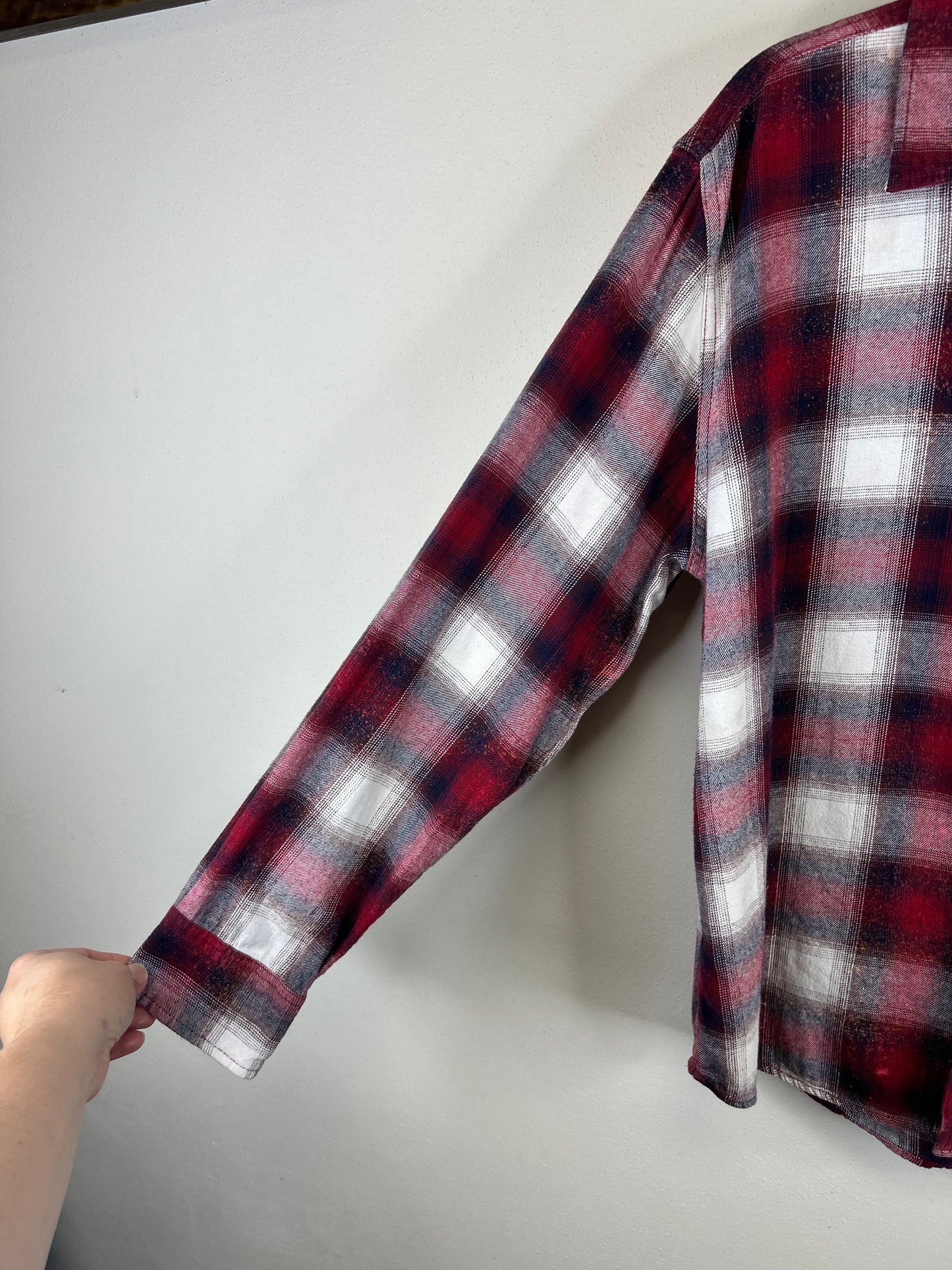 Jim Beam upcycled flannel shirt unisex size XL red