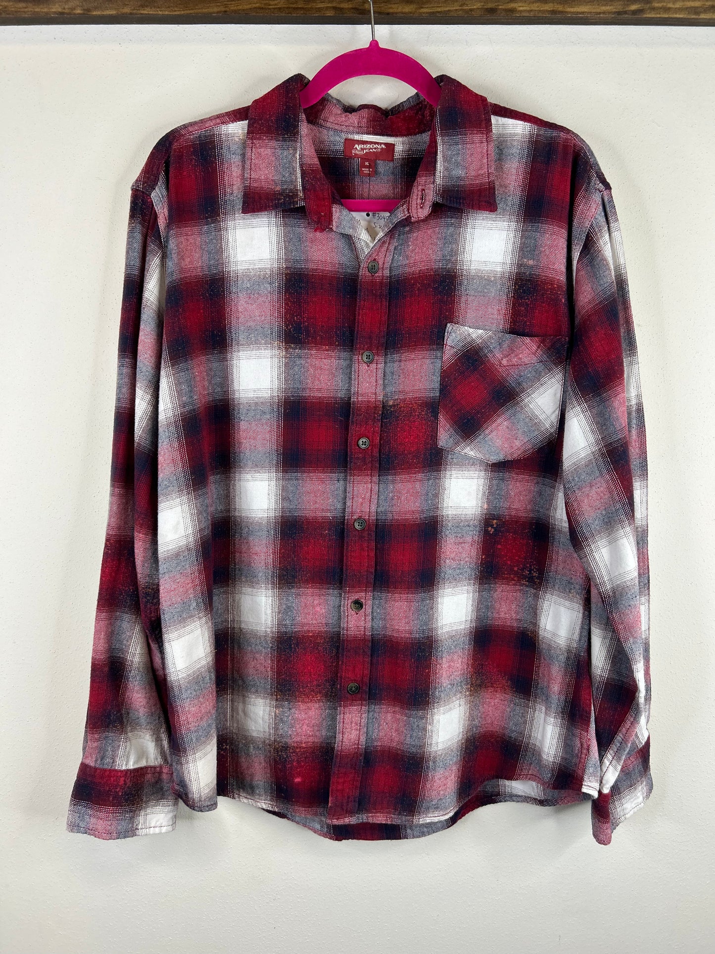 Jim Beam upcycled flannel shirt unisex size XL red