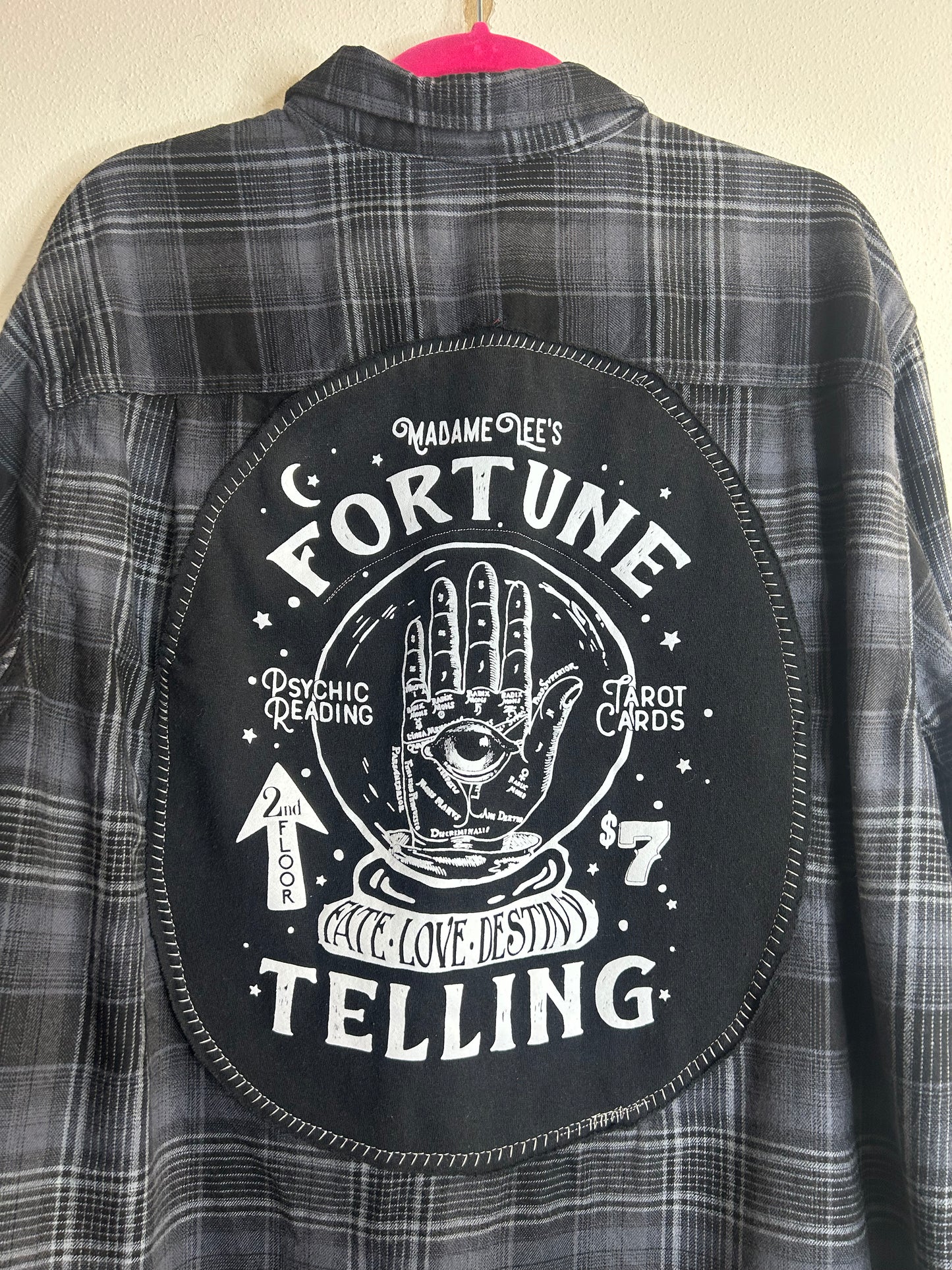 Fortune Telling upcycled flannel shirt unisex size XL
